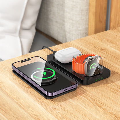 Magnetic Wireless Charger 3 in 1 – Hoco CQ13 – Black