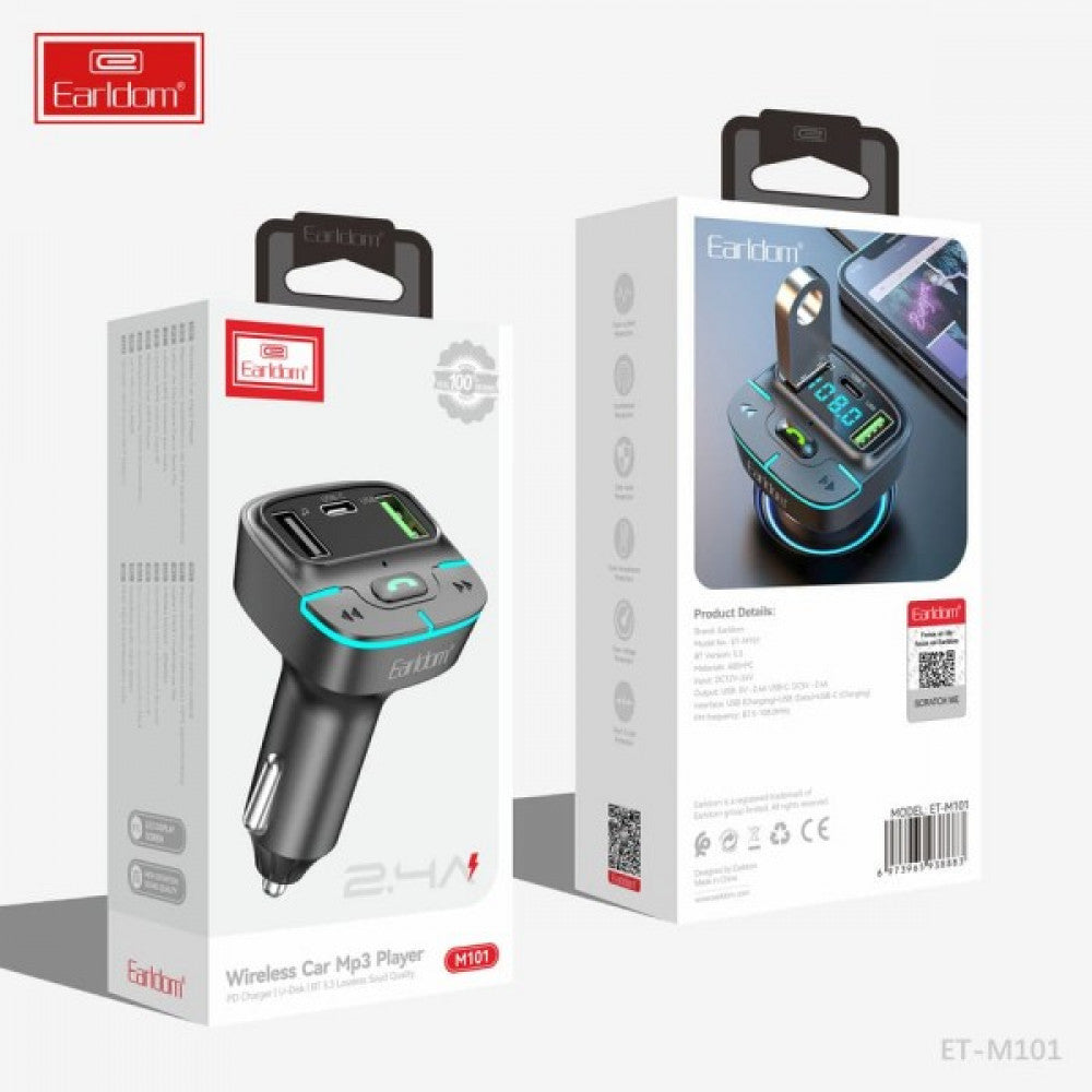 Fm Modulator MP3 | Car Charger | 3.1A | 2U | 1C - Earldom ET-M101