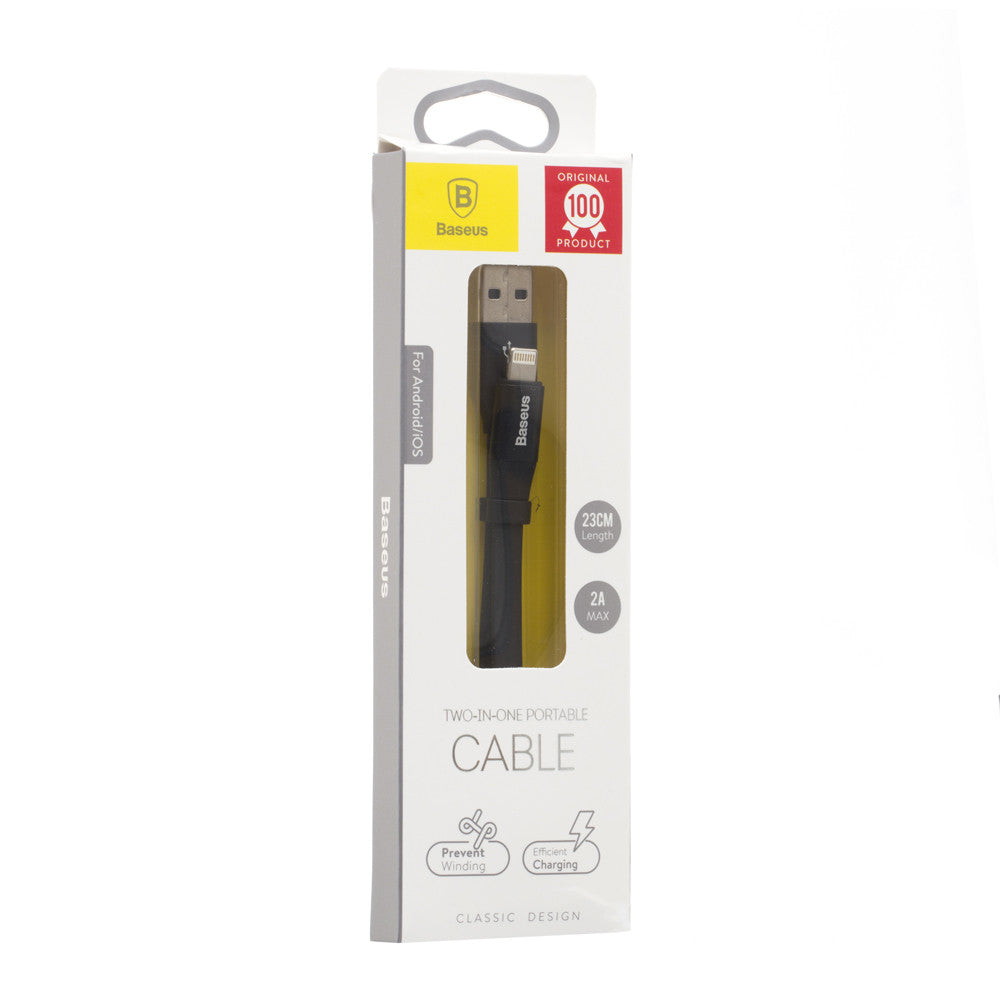 Lightning cable 2A (0.23m) Baseus (CALMBJ-B01) Nimble Portable Black