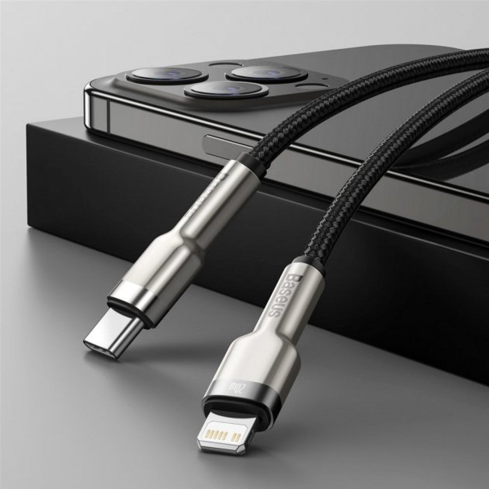 USB C to Lightning Cable 20W (0.25m) Baseus (CATLJK-01) Cafule Series Metal – CATLJK-01 Black