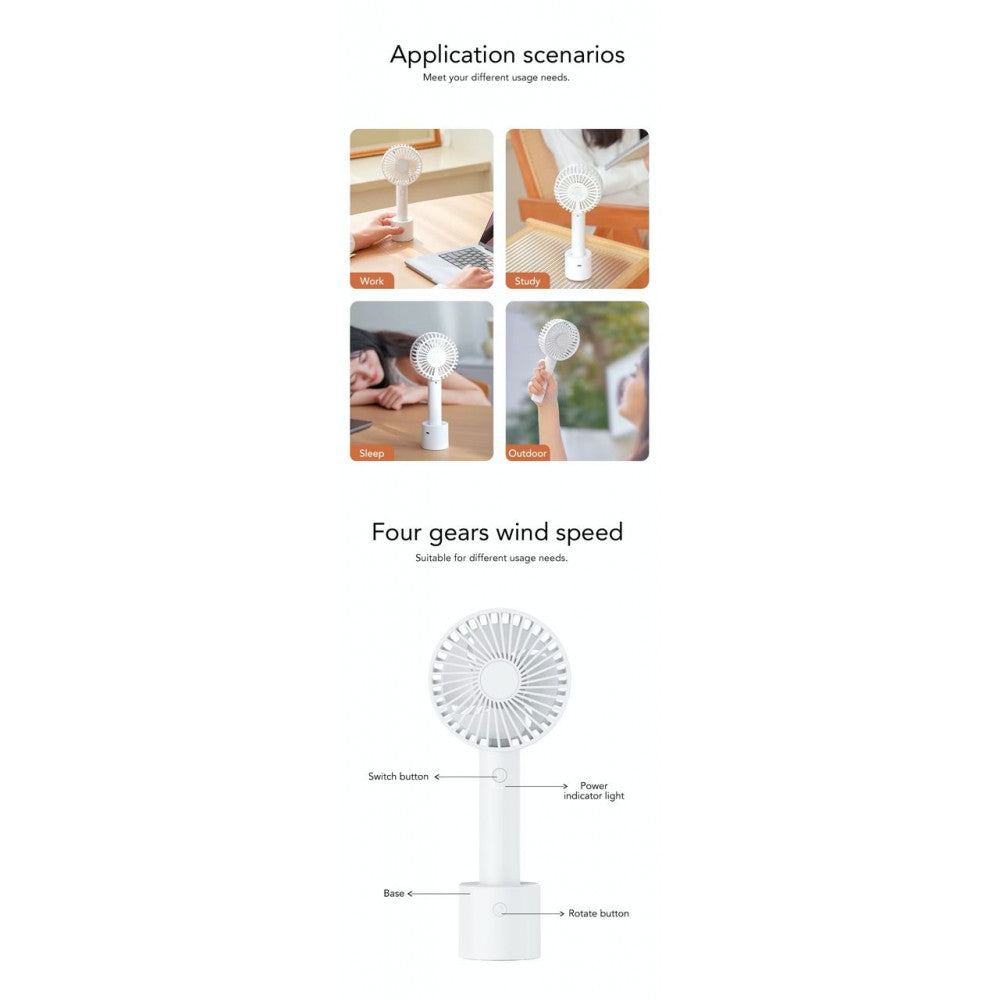 Портативный мини вентилятор WT-F69 White  - 2000 mAh