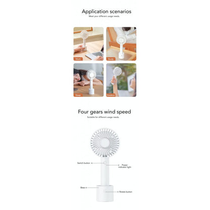 Портативный мини вентилятор WT-F69 White  - 2000 mAh