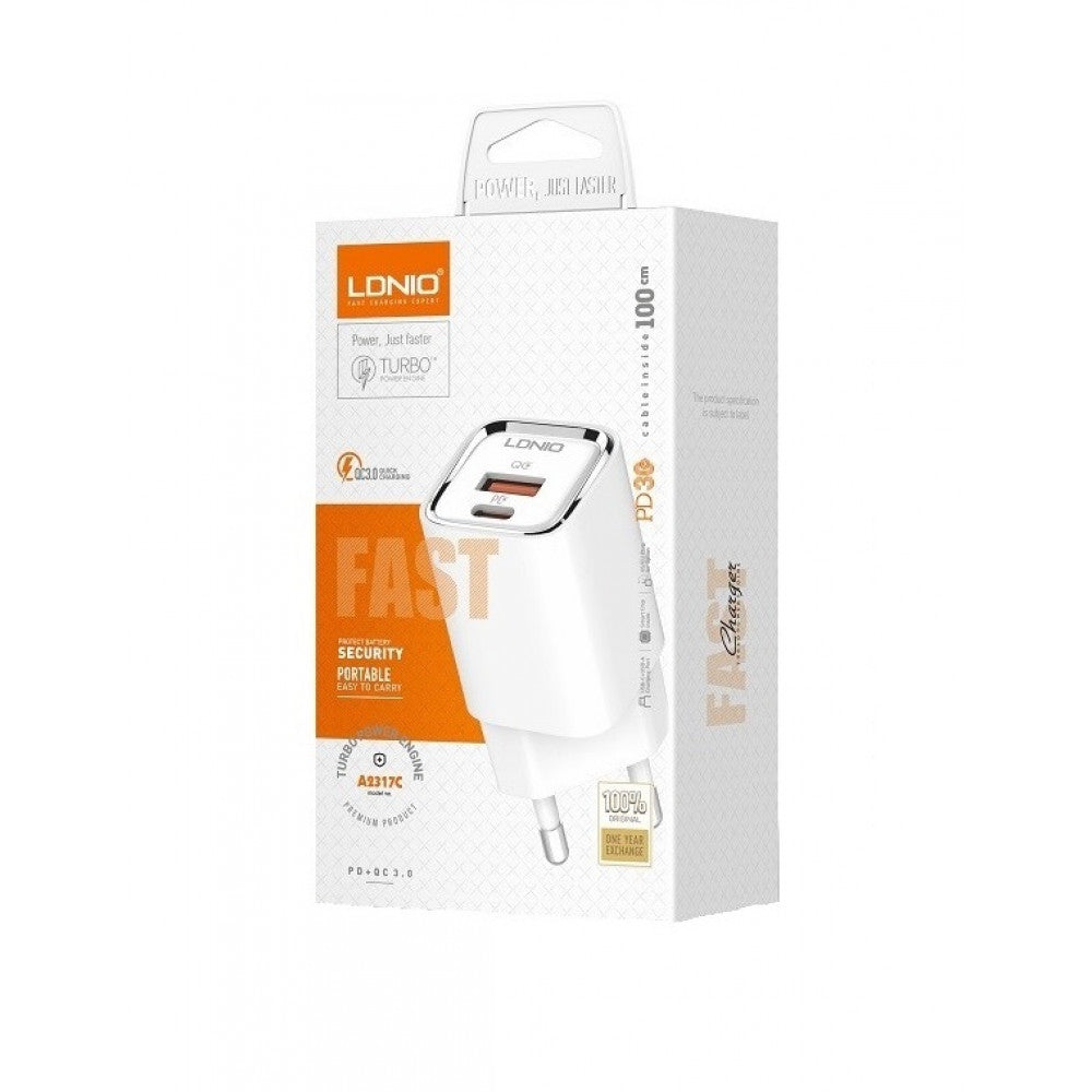 Home Charger | 30W | 1U | 1C – Ldnio A2317C White