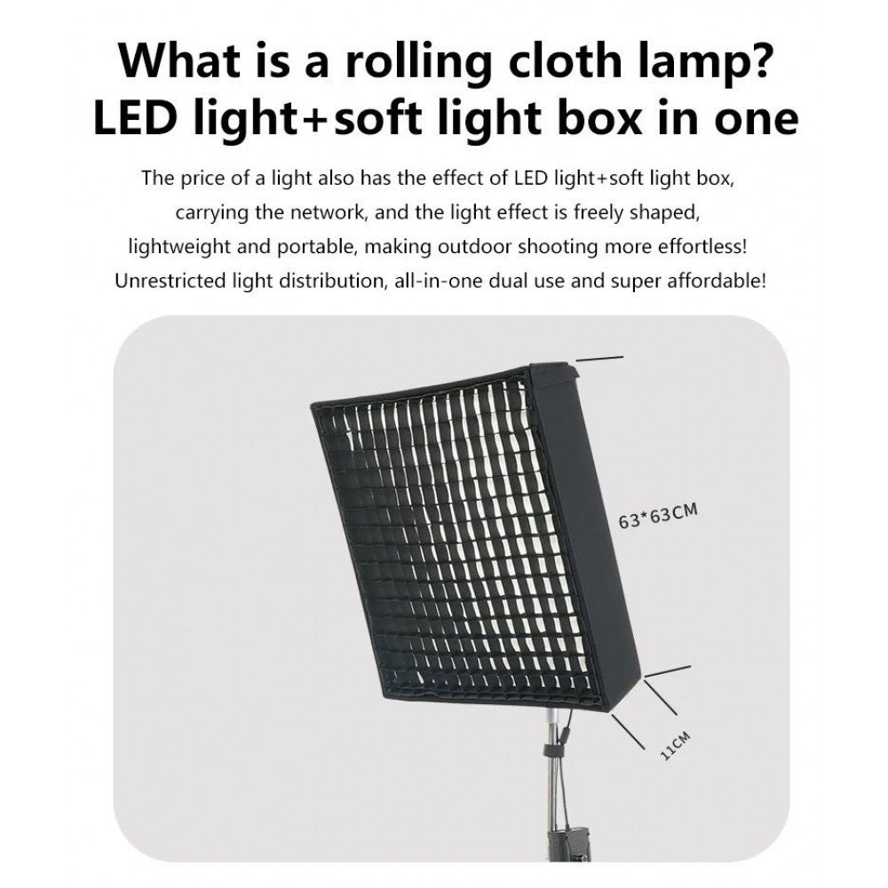 ZSYB JB-200X 200W 3200K-5600K Flexible LED Video Light with APP Control 63cm