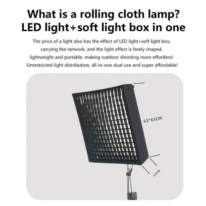 ZSYB JB-200X 200W 3200K-5600K Flexible LED Video Light with APP Control 63cm