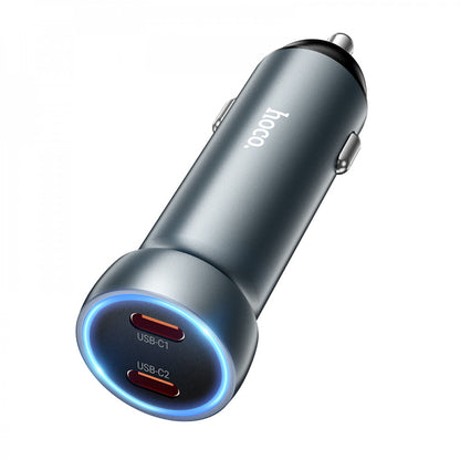 Car Charger 60W 2 PD Hoco Z54B — Metal Grey