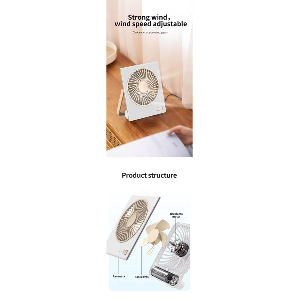 Портативный мини вентилятор WT-L19 - 1200 mAh — White