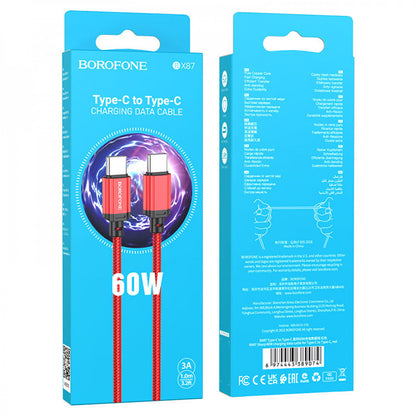 USB C to C cable 60W (1m) Borofone BX87 (unpackaged) – Black