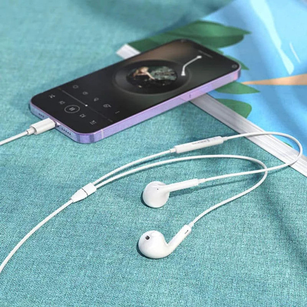 Lightning headphones with microphone Borofone BM30 Max Acoustic – White