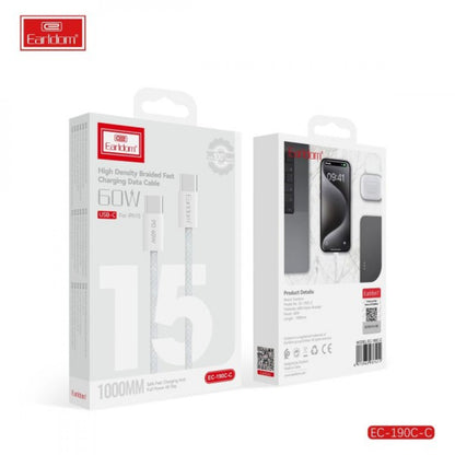 Cable USB C to C 60W (1m) Earldom EC-190C-C White