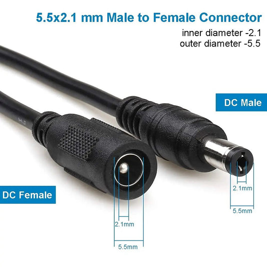 cable 1 meter Female to Male 5.5mmx2.1mm DC