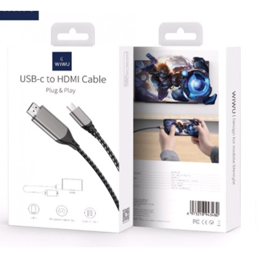 USB C To HDMI Cable (2m) – WiWU X10L – Gray