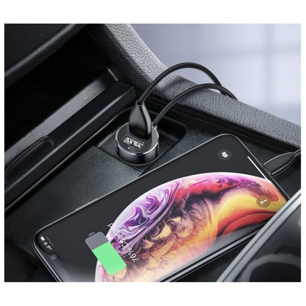 Car Charger Cigarette Lighter 1 to 2 Baseus (CRDYQ-01) High Efficiency Black