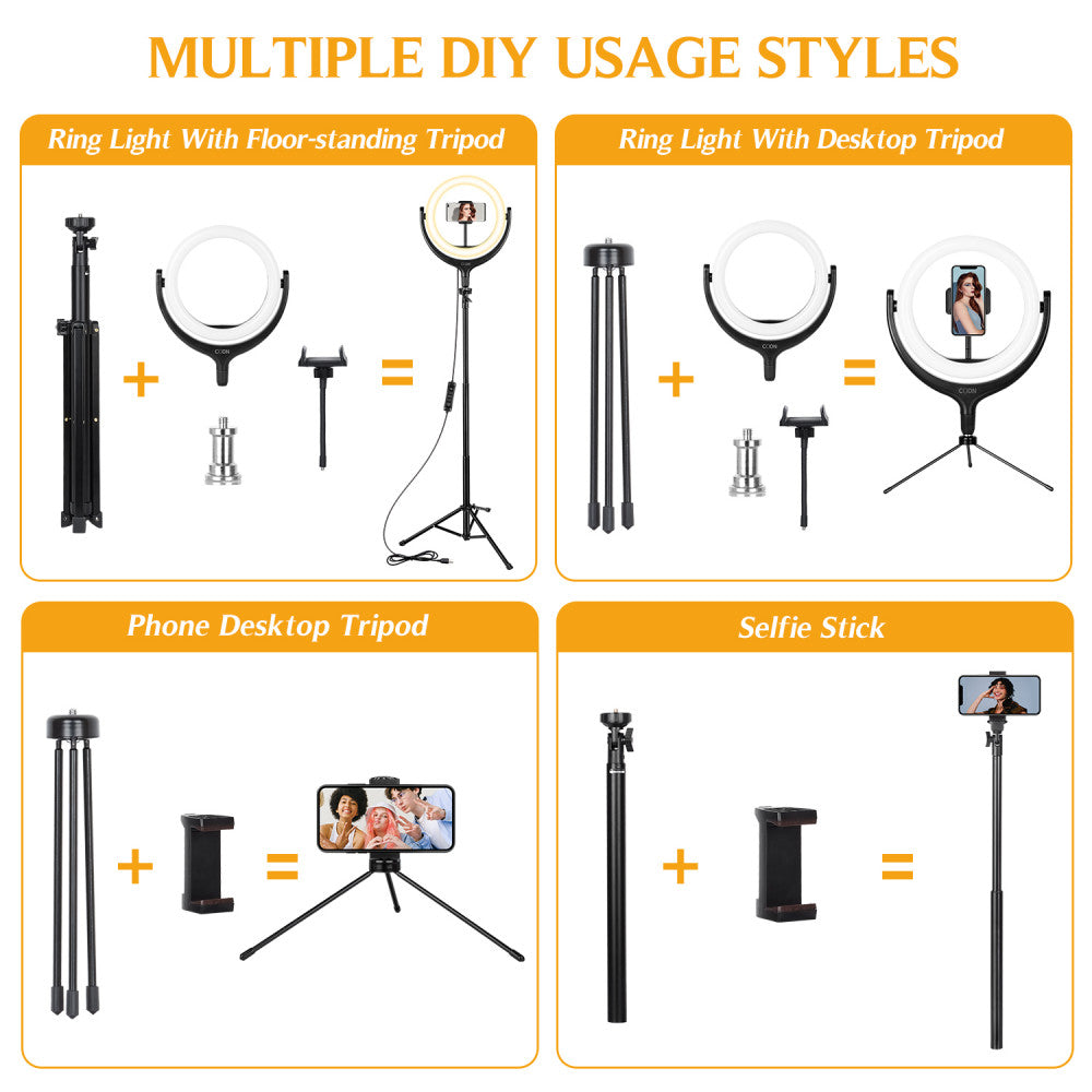 LED ring lamp kit CODN-539B 10 inch+1.45cm tripod stand