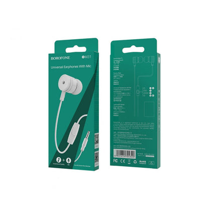 Headphones with microphone 3.5mm – Borofone BM31 Mysterious – White