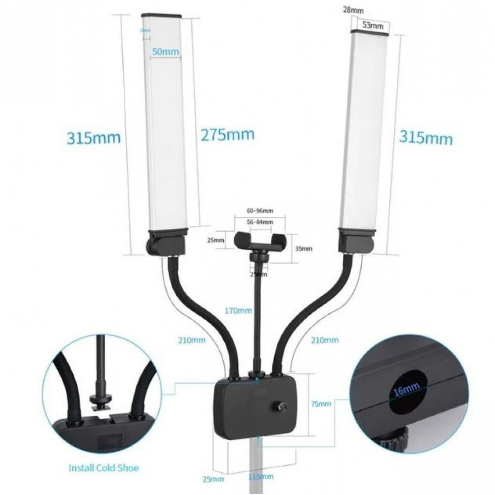 Lamp LED HD-2 45W 112 pcs white 112 pcs yellow 3200K-5600K + 2 holder