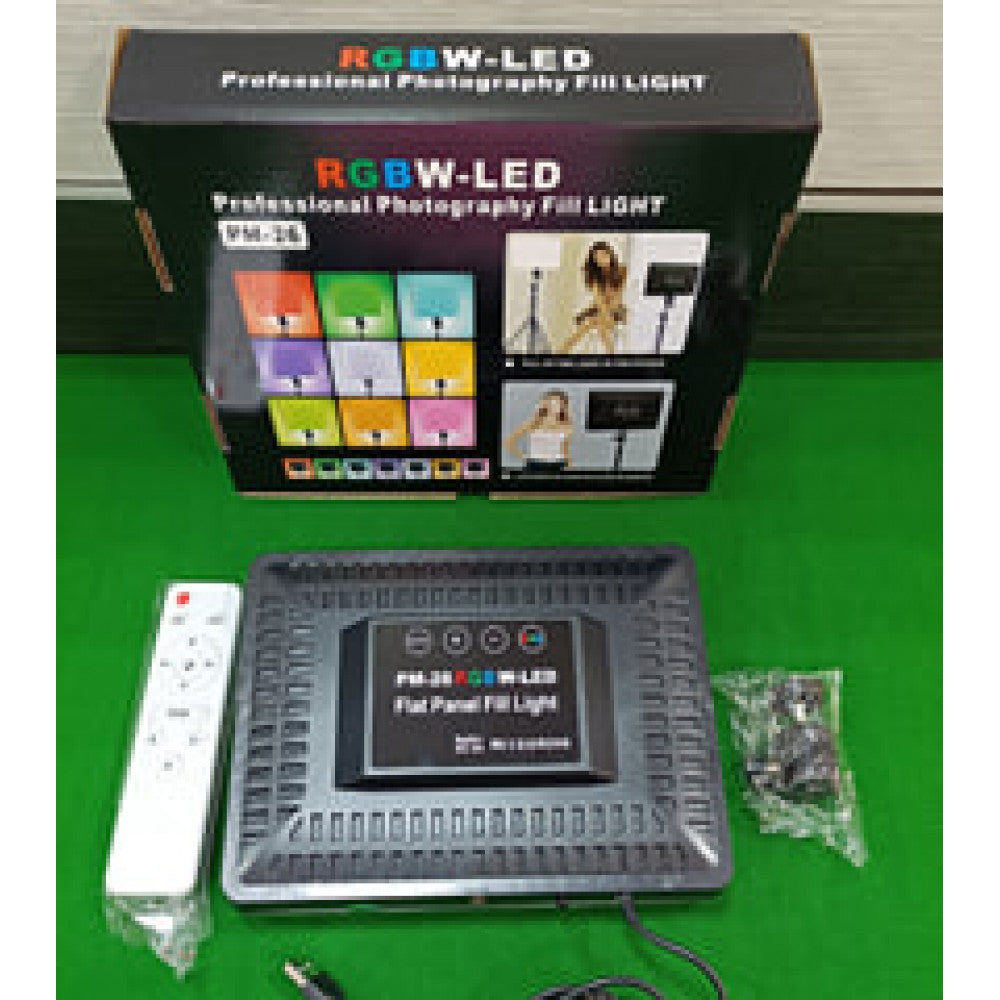 Video light lamp LED RGB PM26 23x16 cm 96 Lights 2700K-6000K Remote USB + Adapter inside