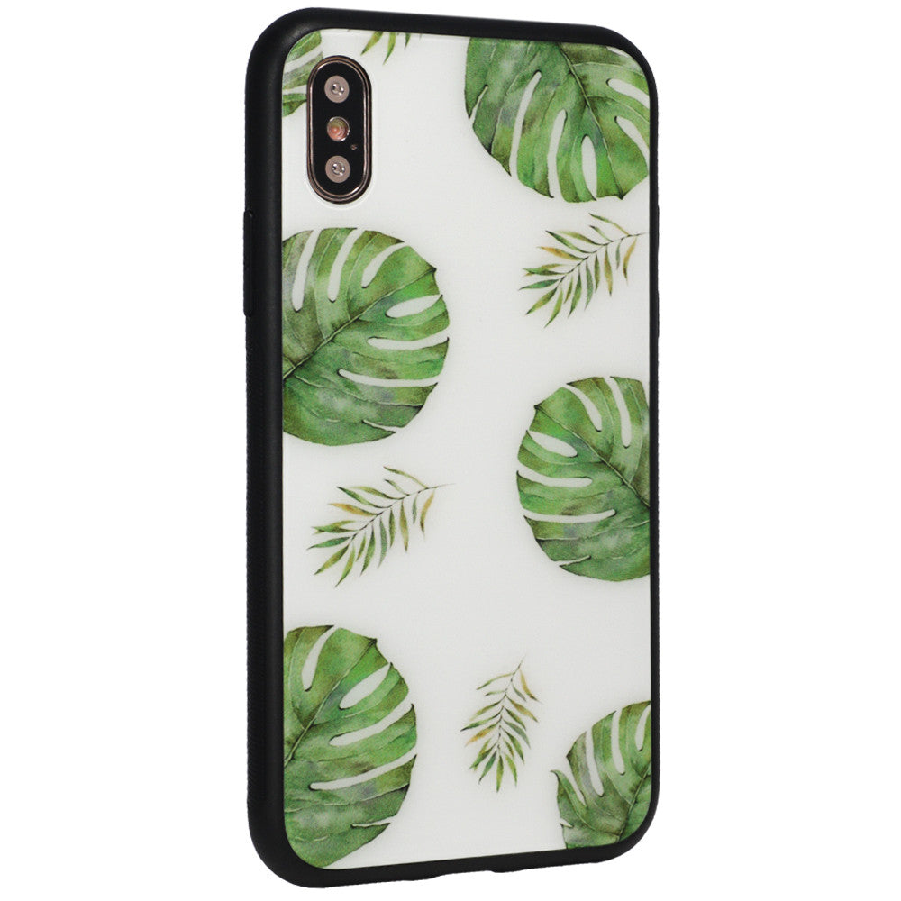 Glass with print TPU Case iPhone Xs — Fern