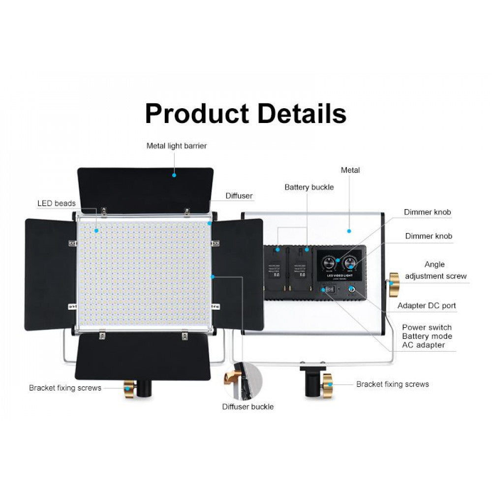 Video light lamp LED NEERWER NL660S 40W Bi-color LED 660pcs color 3300-5600K CRI 96+