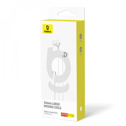 Type C headphones with microphone – Baseus CZ11 – A00164300213-Z1 White