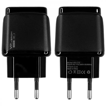 Home Charger 2.4A 2U Micro Cable (1m) Veron VR-C12M — White