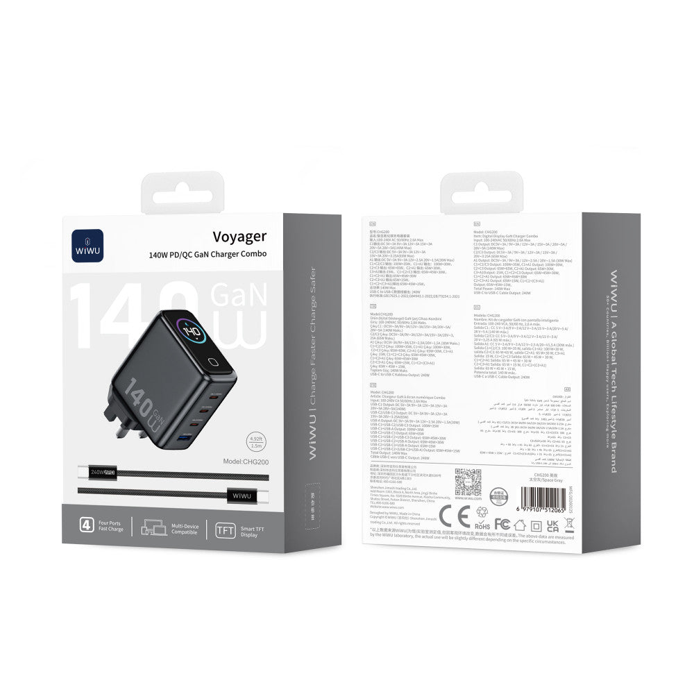 Home Charger | 140W | GaN | 3 PD3.0 |  QC3.0 — Wiwu CHG200