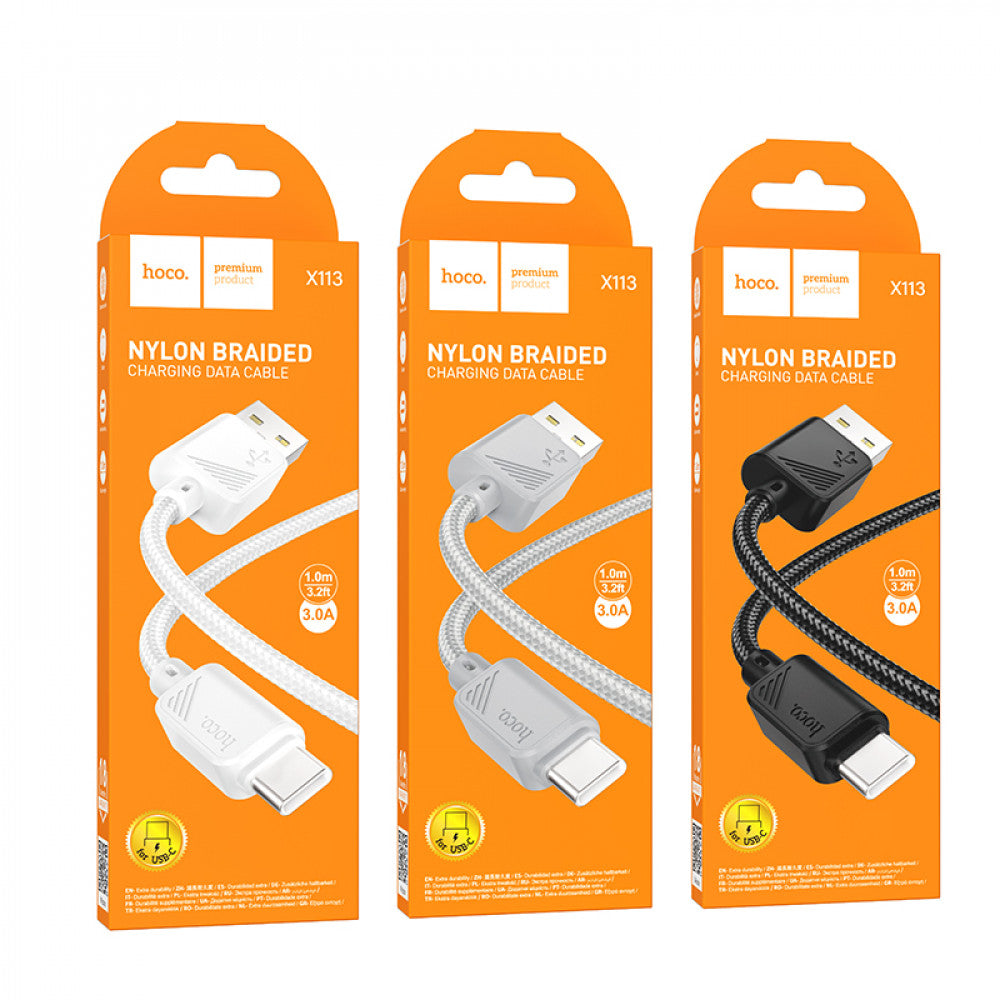 Кабель USB C 2.4A (1m) Hoco X113 — Black