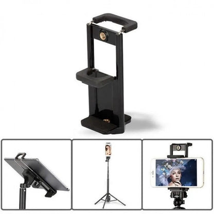 Universal holder-clamp for phone and tablet on tripod and monopod tablet clamp