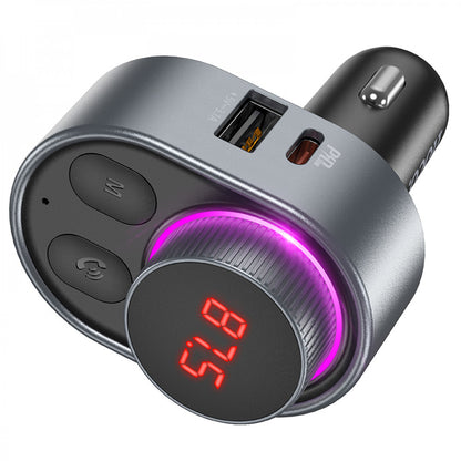 Fm Transmitter MP3 | Car Charger | 3.1A | PD30W | 2U – Hoco E72 – Metal Gray