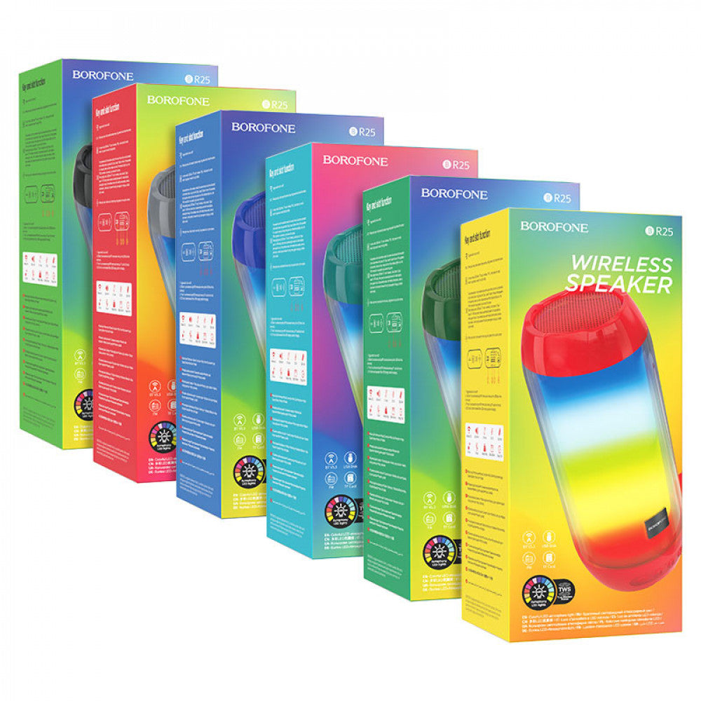 Portable speaker Borofone BR25 Crazy sound colorful luminous — Gray
