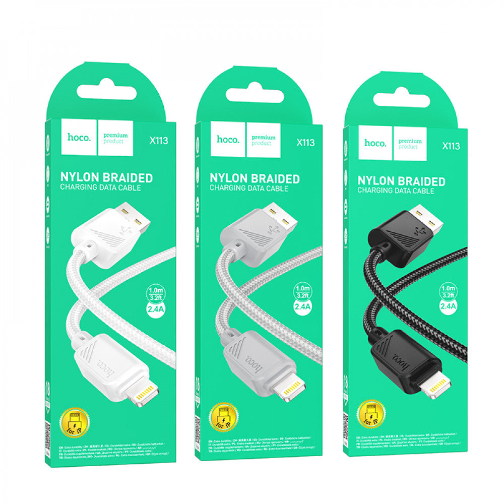 Кабель Lightning 2.4A (1m) Hoco X113 — Black