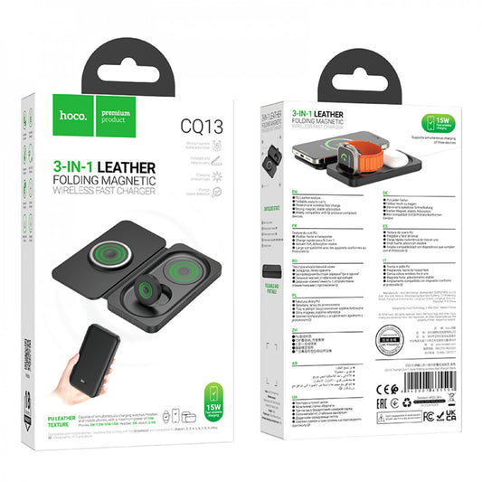 Magnetic Wireless Charger 3 in 1 – Hoco CQ13 – Black
