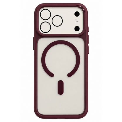 Магнитная защита чехол Rock Guard Touch (металлический Lens Frame) — iPhone 18 Pro — Red