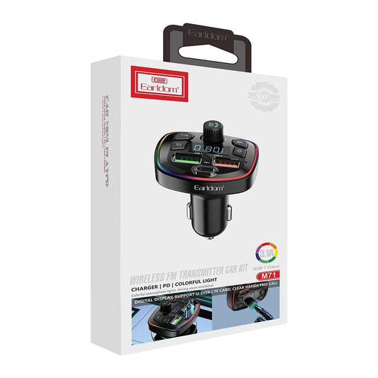 Fm Modulator MP3 | Car Charger | 3.1A | 2U | 1C - Earldom ET-M71