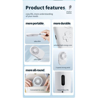 Портативный мини вентилятор N12-A - 800 mAh — White