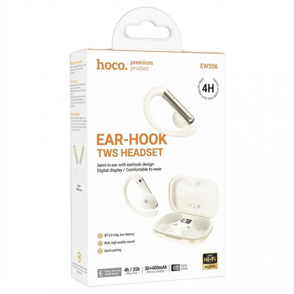 Bluetooth гарнітура TWS Hoco EW206 — White