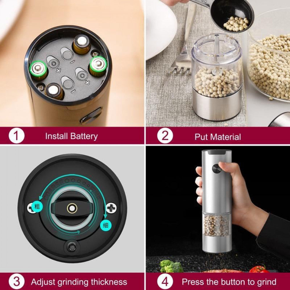 Electric Spice Mill Salt And Pepper Grinder With Adjustable Coarseness KYMQ-43B-01