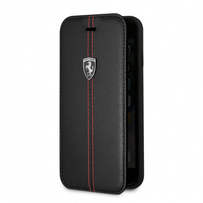 Book Cases Ferrari Heritage Book Type Case With Vertical Contrasted Stripe iPhone 7 Plus; 8 Plus Black