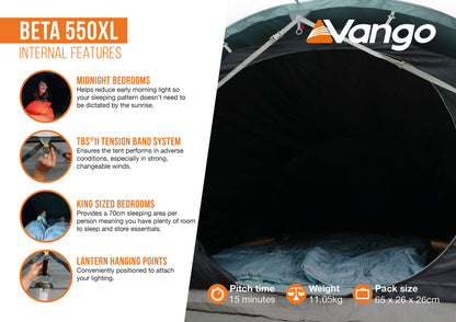 Quintuple tent Vango Beta 550XL Mineral Green (TEUBETA00000002)