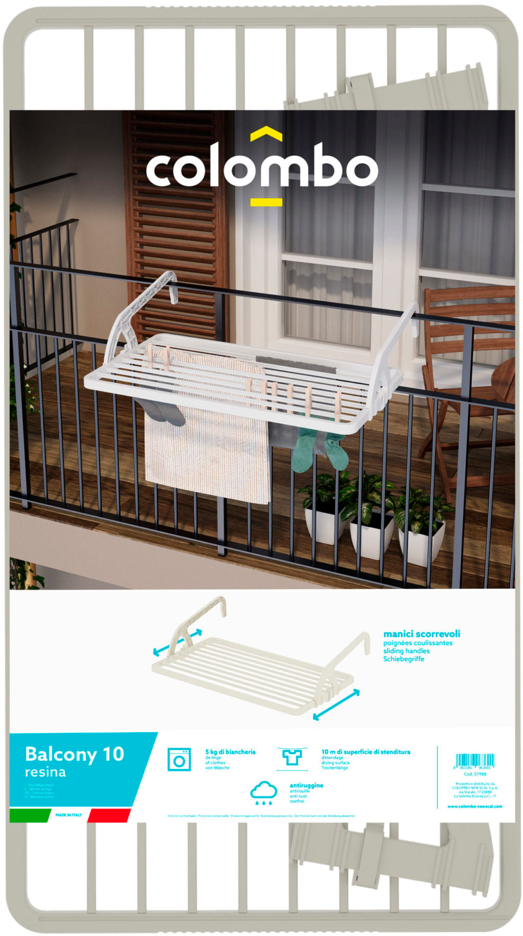 Wall-mounted clothes dryer Colombo Balcony 10 Resina (ST988)