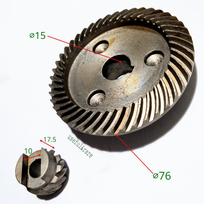 Gears (pair) of the angle grinder Greapo, Einhell 230 (d15*74 d9*h17.5)