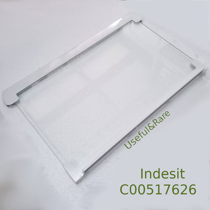 Glass shelf 434x292mm for Indesit refrigerator (C00517626)