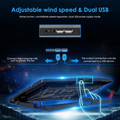 Laptop Cooling Pad with Cooler H9 (2 USB Ports + 6 Fans)