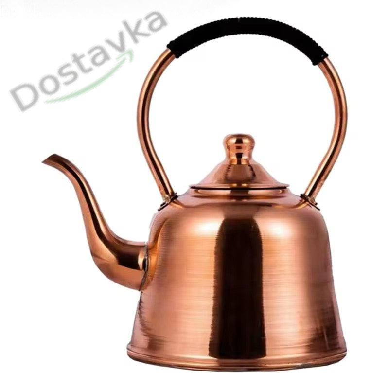 Copper Elegant Kettle with Heat Resistant Handle for Camping and Induction Cooker
