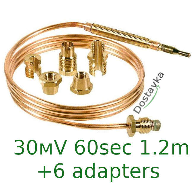Universal thermocouple 30mV/60sec/L120cm with a set of 6 adapter nuts