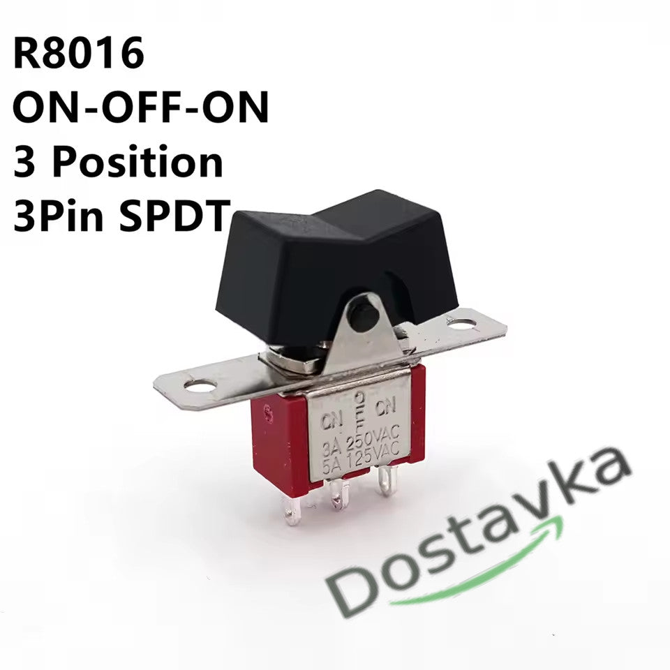Miniature rocker switch SH T80-R R11 R8016 ON-OFF-ON for panel mounting 3A/250VAC 5A/125VAC
