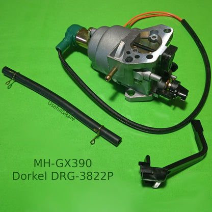 Carburetor MH-GX390 for (motor block) generator Dorkel DRG-3822P 188F under the lever damper with an electric valve (L mc 30 mm)