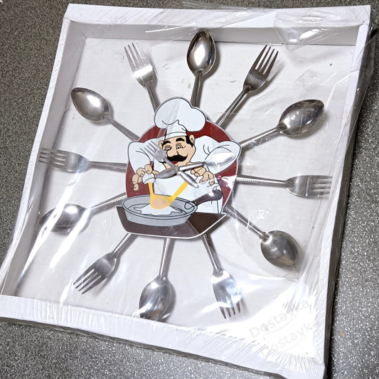 Spoons and Forks Wall Clock for a Kitchen or Cafe
