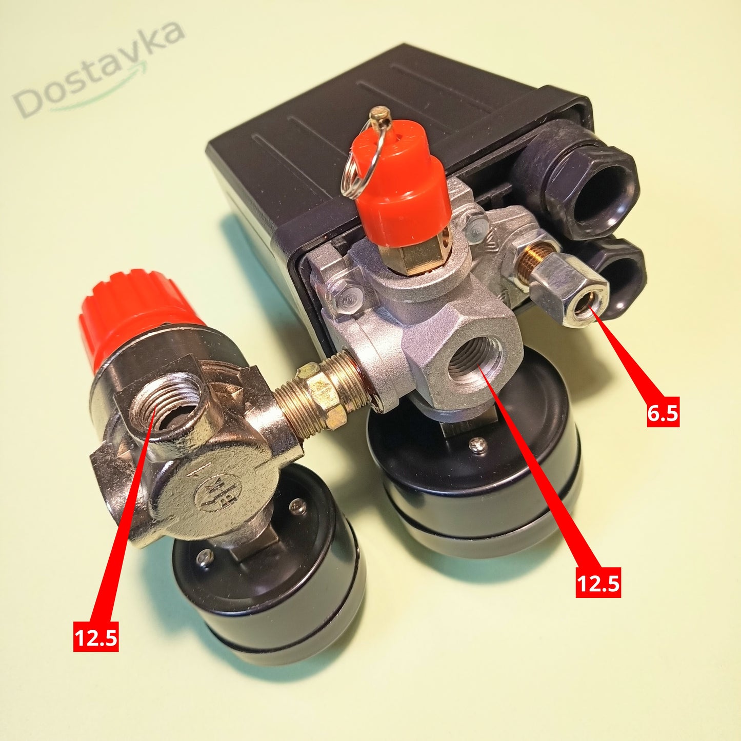 Three-outlet 220 Volt air compressor pressure automation assembly