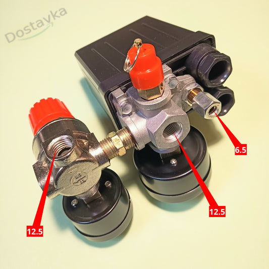 Three-outlet 220 Volt air compressor pressure automation assembly